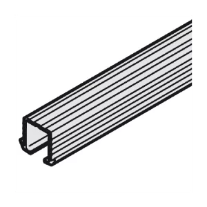 Carril Sencillo Superior Slido F-Line21 - Aluminio Natural Estriado - 3500 mm. Para puertas correderas de hasta 40 kg. Perfil compacto 16x13 mm. Admite puertas de hasta 2400 mm de altura. Instalación versátil: presión en ranura, adhesivo o tornillos. Acabado estético con superficie estriada.