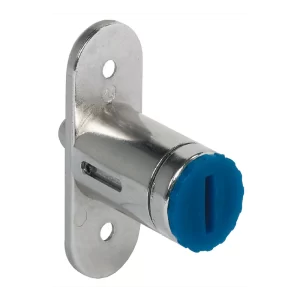 Cerradura de Cilindro a Presión con Núcleo Intercambiable Symo Cerradura de cilindro a presión de la serie Häfele Symo EC, con acabado niquelado y diseño para atornillar. Compatible con núcleos intercambiables Symo de montaje frontal. Dirección de cierre 180° e incluye pasador de cierre con rosca interior M5 para utilizar con sistemas centrales de cierre. Fabricada en fundición de zinc a presión con longitud de caja de cilindro de 27,50 mm. En estado desbloqueado, la longitud total alcanza 38,5 mm.