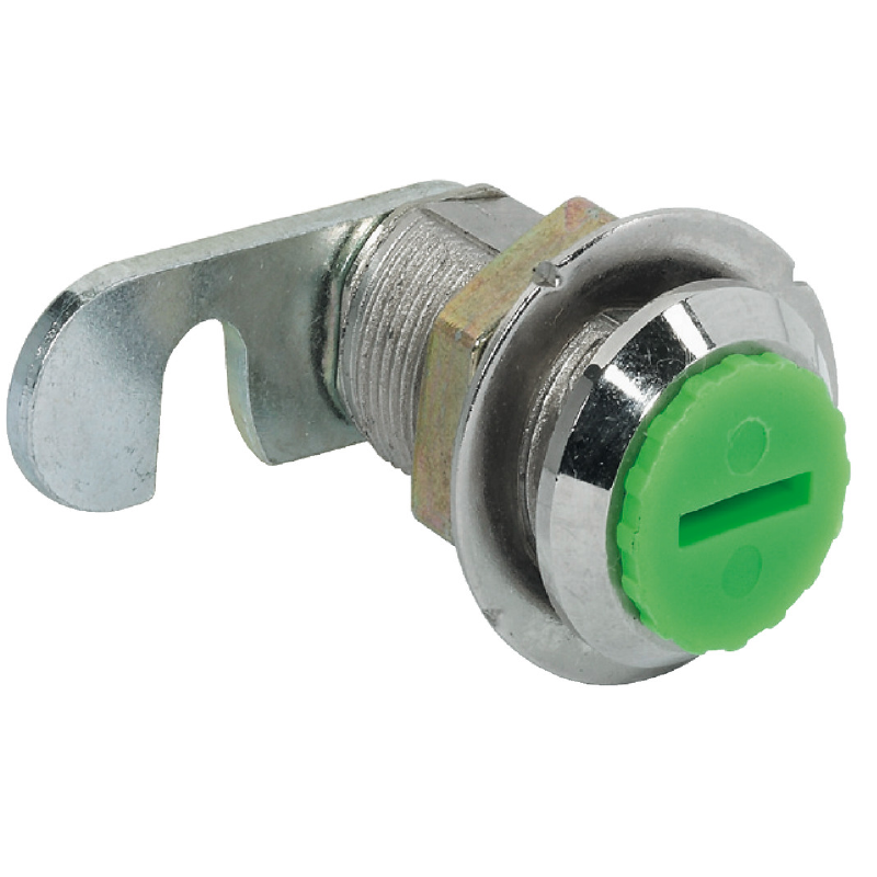 Información sobre el artículo Dirección de cierre Palanca de 90° (cambiable), Llave 180° Montaje de la contrachapa Para atornillar con tuerca hexagonal Ámbito de aplicación Para núcleos de bombillo, que se aplican por delante a cargo del cliente Ejecución Con palanca de cierre recta Material Fundición de zinc Color/Superficie Niquelado, Pulido Preparado para Bombillo redondo con llave No Para grosor de puerta ≤17 mm Volumen de suministro 1 cerradura de palanca 1 arandela de seguridad 1 palanca de cierre (premontada) 1 tuerca de fijación (premontada)