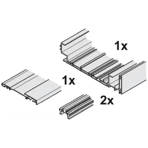 Set de Perfiles Finetta Flatfront M 50 F FB - Aluminio. Para anchos de cuerpo de 2331 a 3200 mm. Compatible con sistema Finetta F-Flush53 50A. Kit completo de perfiles para instalación profesional de puertas correderas Flatfront.