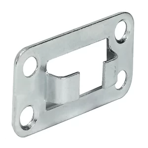 Guía varilla Häfele Symo LA galvanizada forma abierta para sistemas central cierre. Acero galvanizado, compatible varillas 16x3mm. Atornillado directo. Ideal alineación y soporte varillas transmisión.