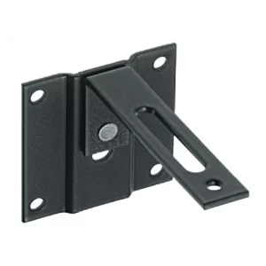 Seguro Antivuelco para Camas Abatibles - Cumplimiento Normativa EN 1129 Herraje de seguridad diseñado específicamente para evitar el vuelco del cuerpo en camas empotradas abatibles. Fabricado en acero lacado con acabado negro grafito RAL 9011. Componente obligatorio según normativa EN 1129 para garantizar la seguridad en instalaciones de camas abatibles. Sistema de fijación para atornillar a la estructura y a la pared.