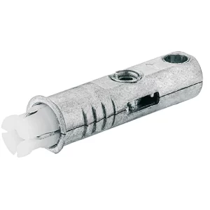 Información sobre el artículo Tornillo de unión Para aplicaciones ocultas, en estado montado es solo visible un agujero de 6 mm para la fijación de la unión Modelo U 12/10 Material Plástico, Fundición de zinc Color/Superficie Natural Ámbito de aplicación Para el montaje oculto de herrajes de unión para armarios en tableros MDF y tableros de aglomerado Para grosor de madera ≥19 mm Montaje de la contrachapa Para clavar en taladro Ø 12 mm en el estante Principio de función Unión mediante expansión del manguito expansible integrado y a continuación apriete de los componentes Atributos de información adicional Con mayor carga y en armarios grandes se recomienda la aplicación de tacos adicionales.