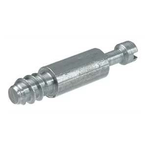 Perno de Unión Minifix® para Sistemas de Ensamblaje Perno de unión S100 estándar del sistema Minifix®, diseñado específicamente para uniones desmontables en mobiliario. Longitud de 12 mm con rosca especial autorroscante y diámetro de cabeza de 5 mm. Compatible con taladros de 8 mm y requiere una distancia de taladro de 24 mm para montaje correcto con excentricas Minifix 10. Acabado galvanizado para protección duradera. Incluye punta plana para inserción precisa.