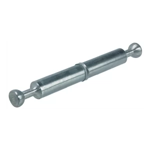Perno doble Minifix® con reborde B34mm galvanizado. Taladro 7mm anti-desplazamiento de altura. Acero galvanizado, para uniones precisas de tableros. Ideal configuraciones gemelas con máxima estabilidad dimensional.