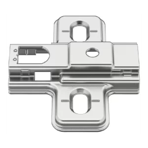 Placa de montaje en cruz, Häfele Metalla 110 SM, con técnica de montaje rápido, para atornillar con tornillos para aglomerado Para montaje de bisagras Metalla, distancia D: 0 mm