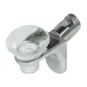 Soporte para estantes, Häfele Ixconnect SH-G-5008, para embutir en taladro Ø 5 mm, con fundición de zinc con apoyo de plástico Para estante de cristal, con 2 lengüetas en cuña, capacidad de carga 6,25 kg por pieza, niquelado