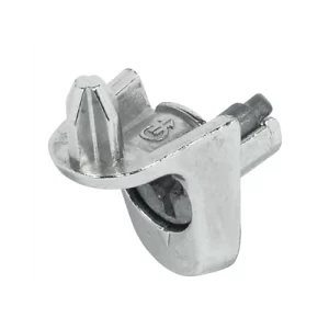 Soporte para estantes, Häfele Ixconnect SH-W-5042, para embutir en taladro Ø 5 mm, fundición de zinc Para estantes de madera, con espiga para embutir y ajuste rápido, capacidad de carga 12,5 kg por pieza, niquelado