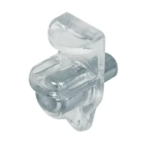 Soporte para estantes, Häfele Ixconnect SH-G-5520, para embutir en taladro Ø 5 mm, plástico con espiga de acero Para estantes de cristal, con seguro de elevación y seguro de apriete, para grosor del cristal 5 mm