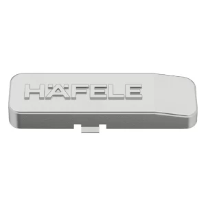 Tapa brazo bisagra, Häfele Metalla 310 SM recta, logo Hafele Acabado niquelado para brazo de bisagra recta, con logotipo