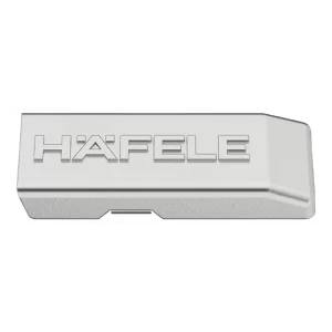 Tapa brazo bisagra, Häfele Metalla 310 SM acodada, logo Hafele Acabado niquelado para brazo bisagra acodada, con logotipo