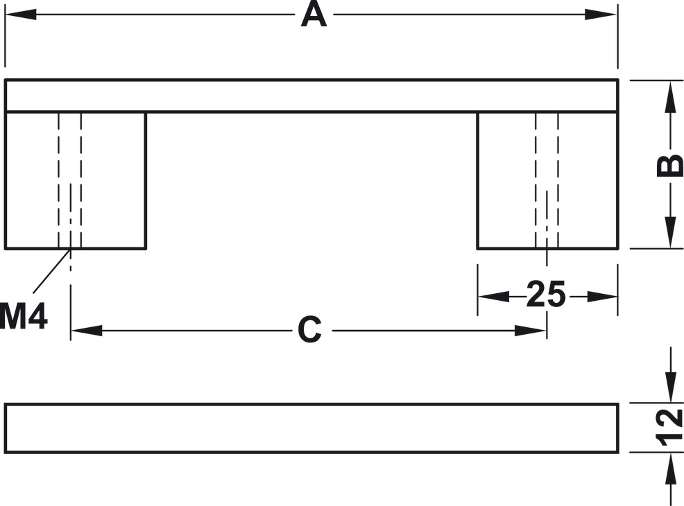 TIRADOR EN ACERO INOXIDABLE MATE 249x35mm - Imagen 2