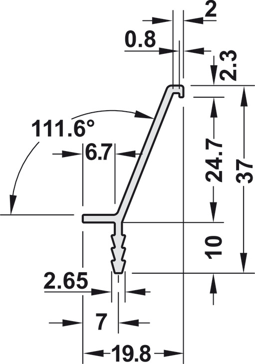 LISTON TIRADOR ALUMINIO PLATA 2500mm - Imagen 3