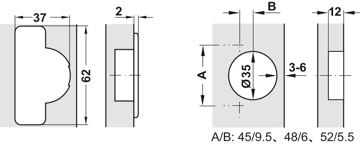 BISAGRA PARCHE METALLA SM KOMBI 110° CON AMORTIGUACIÓN - Imagen 8
