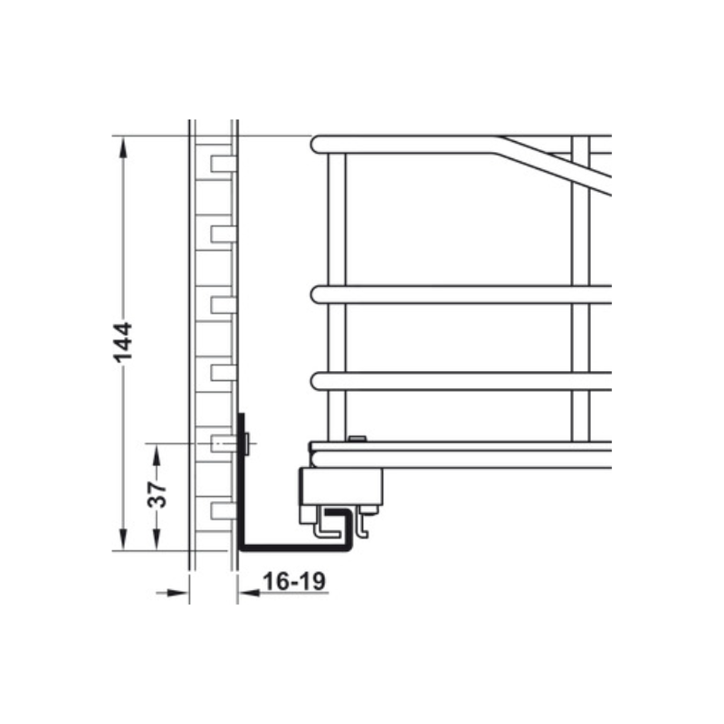 SISTEMA EXTRAÍBLE INTERIOR HÄFELE PARA ARMARIOS INFERIORES – CANASTA CON FRESADO PARA TIRADOR - Imagen 2