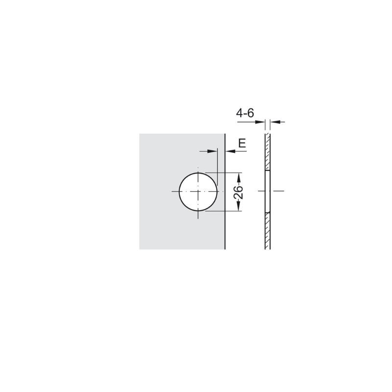 BISAGRA METALLA MINI A 95° PARA PUERTAS DE CRISTAL MONTAJE INTERMEDIO/GEMELO - Imagen 2