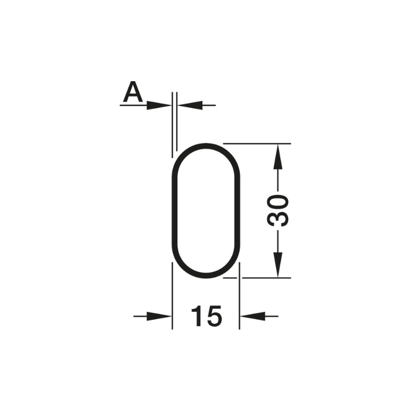 TUBO OVALADO PARA GABINETE 30 x 15 MM EN ACERO SOLDADO - Imagen 2