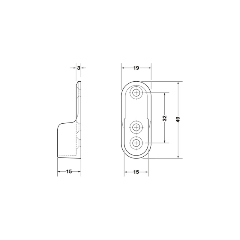SOPORTE PARA BARRA DE ARMARIO OVALADA 30 x 15 MM - Imagen 3