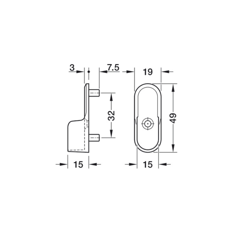 SOPORTE PARA BARRA DE ARMARIO OVALADA 30 x 15 MM - Imagen 4